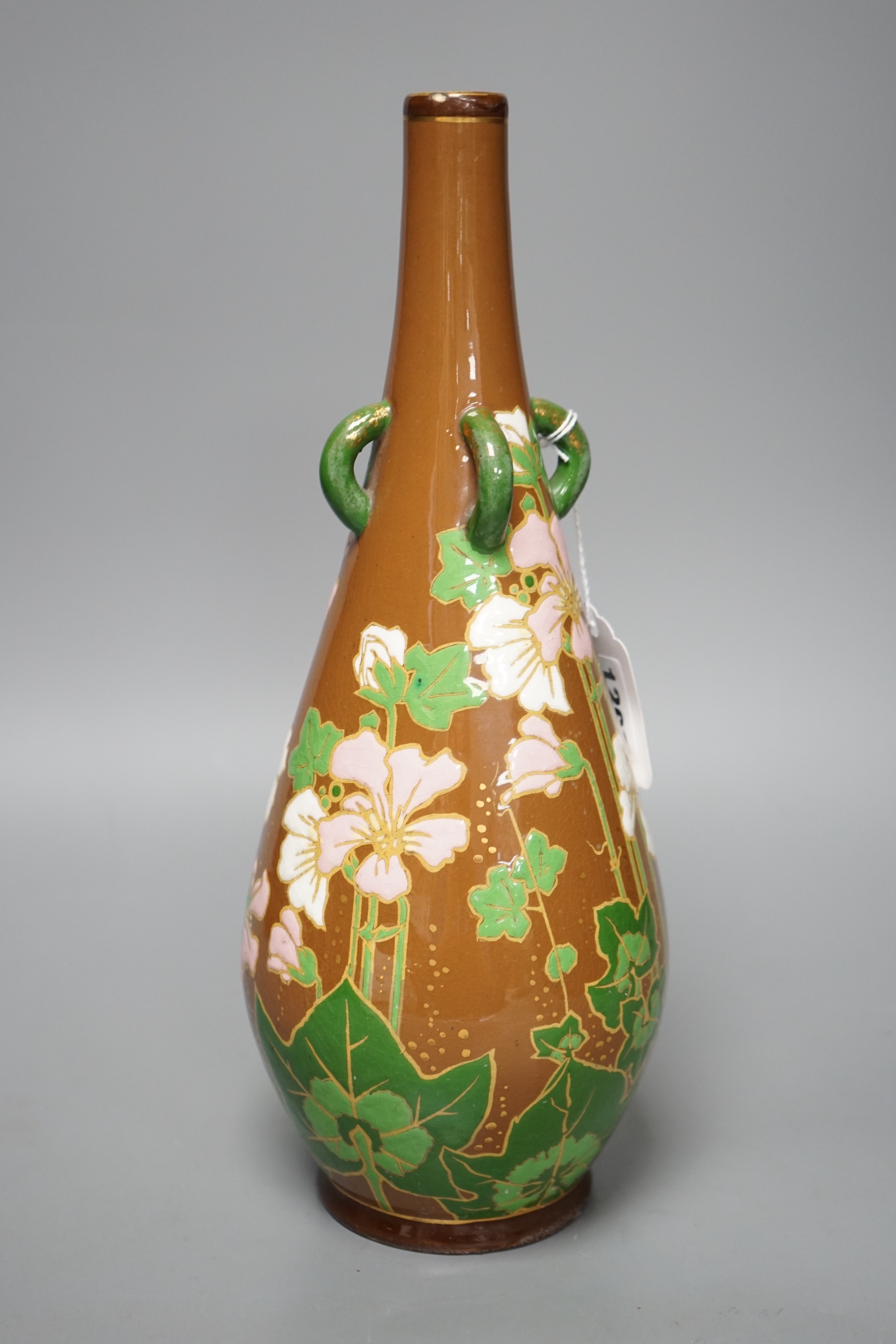 A Belgian Art Nouveau pottery vase, 32cm